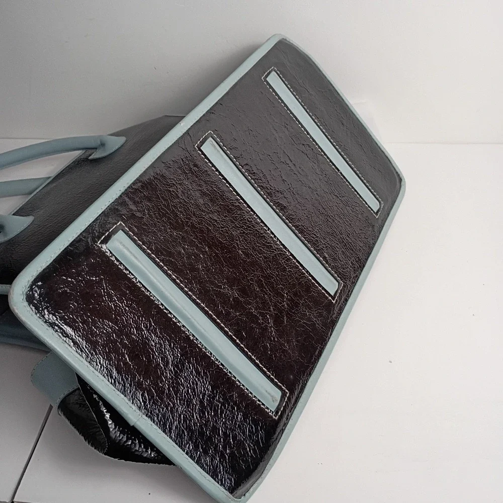 Black & Blue Leather Insulated Diaper Bag Made By Bo2n baby